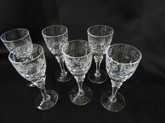 Vtg 6 Rogaska Gallia Crystal Etched Cut Cordial Glasses Zipper Stem H 5″