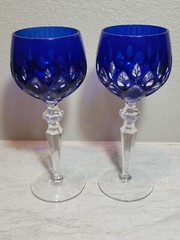 Cristallerie Lorraine France Colored Crystal Wine Glasses Goblets Set of 7
