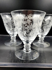 Vintage Fostoria Chintz Lot of 3 Oyster Cocktail 3 5/8 Inch 4 oz