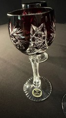 VInatge Set of 4 Ruby Red Cut to Clear Hungarian Wine Goblets