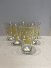 Vintage Libbey Set of 6 Lemon Slices 16oz Tumbler Glasses Great Graphics. EUC