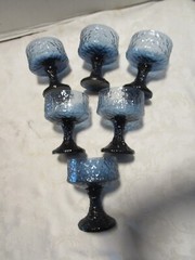 vintage LENOX Impromptu Dark Blue Hand-Blown Crystal 6 Sherbet 6 Oz. 4.75″ t MCM