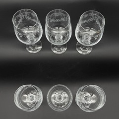 Set of 6 Vintage Bohemia Crystal Etched Floral Goblets Czechoslovakia 6.5”