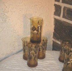 Retro tumbler lot of 6 super design slight taper Cattails and flowers FREE SHIP