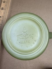 Vintage Fire King Green Coffee Mugs Set Of 2 Anchor Hocking USA Jadeite Glass
