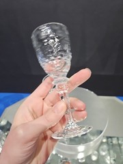 (2) Cordial glasses 5″ Glass Miller Rogaska Crystal cut etched floral GALLIA