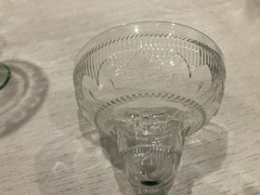 SET OF 4 CRISTAL D’ARQUES SOMBRERO MARGARITA GLASSES W/GREEN STEM ~ FRANCE