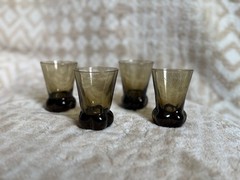 Vintage Anchor Hocking Linden Smokey Mocha Juice or Shot Glasses, Set of 4