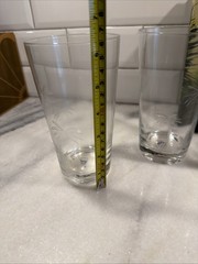 Vintage Set Of 4 Wells Hand Blown Etched Sunset Palm Collection HiBall Glasses