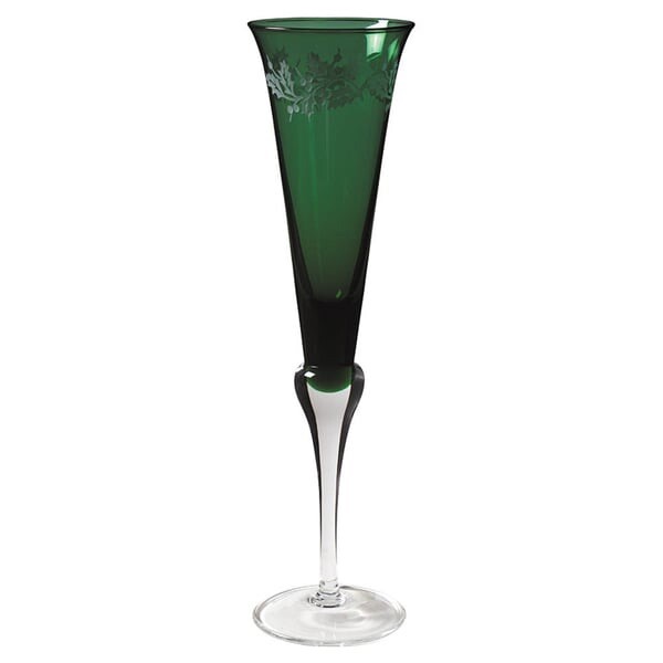 Lenox 1998 Fluted Champagne 11” Holiday Gems Toasting Flutes Emerald Set Of 2