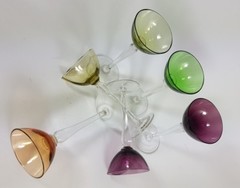 Art Deco Set 6 Piece Glas / Liqueur Glass,Various Colours,Haida,about 1920 AL276