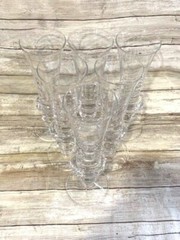 Set Of 6 Elegant Clear Glass Champagne Flutes with Ornate Stem Design
