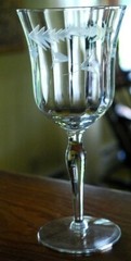 Vintage WESTON Set 5 WATER WINE GOBLET GLASSES Hand Etched OPTIC PANEL 7.5″