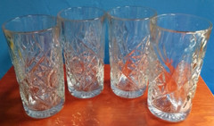 4 Vintage Libbey » Hobstar» Highball «Star of David» Drinkng Glasses.