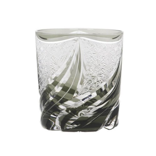 8.5oz Hand Cut Gray Flame Crystal Glass Whiskey Glasses Tumbler Kiriko Drinkware