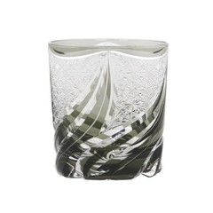 8.5oz Hand Cut Gray Flame Crystal Glass Whiskey Glasses Tumbler Kiriko Drinkware