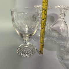 Anchor Hocking Laurel Leaf Etched Wine Glasses Set of 11 VTG MCM Bubble Foot