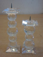 2 Swarovski crystal candlesticks 5″, 6.5″