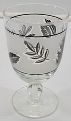 *MM) Set of 4 Libbey Glass Company Silver Foliage Leaves Stem Water Goblets 3003