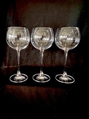 Set of 3 LENOX Crystal Wine Balloon Bordeaux Glasses 9 1/2” Tall Thin Stem