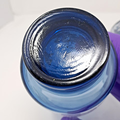 Libbey Mary Gregory Blue Glass Tumbler set of 2 14 fl oz girl dog boy w/ kite