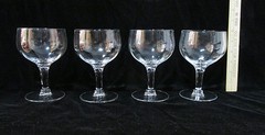 Ribbed Goblet Stemwear Clear Glass Thick Stem 10 ounces Lot of 4