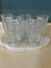 Indiana Glass Whitehall Cubist Footed Iced Tea Tumblers Water Glasses Set 5