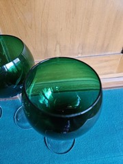 Set of 5 Lenox Holiday Gems Emerald Green Balloons Crystal Wine Glasses