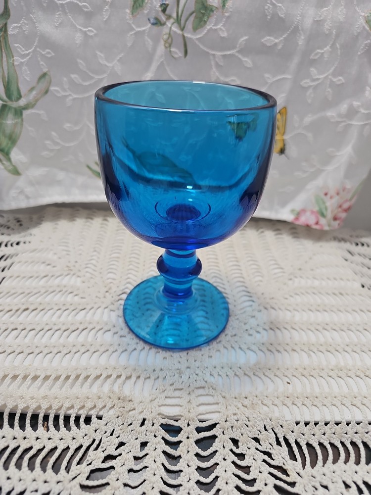 Imperial Glass Hoffman House Antique Blue Water Goblet 6 Tall Glass