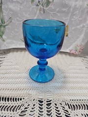 Imperial Glass Hoffman House Antique Blue Water Goblet 6 Tall Glass