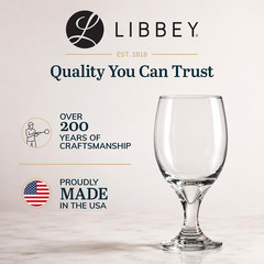 Libbey Classic Glass Goblets Set of 12, Stemmed Water & Tea Glasses | 16.25 oz C