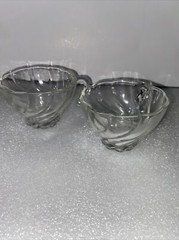 Vintage Punch Bowl Replacement Hazel Atlas Colonial Swirl Shell Glass Hook Open