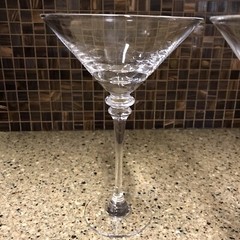 (3) Rare Krosno Martini Cocktail Glasses Large 8.5″ Tall Heavy Glass: Poland