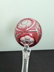 Rare AJKA Crystal «ALBRACCA» Lead Crystal Cranberry Pink Wine Glass, 7.5″, 6oz