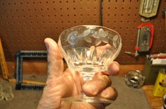 Vintage Footed Sherbet Glasses One Glass , Etched Flowers see pictures