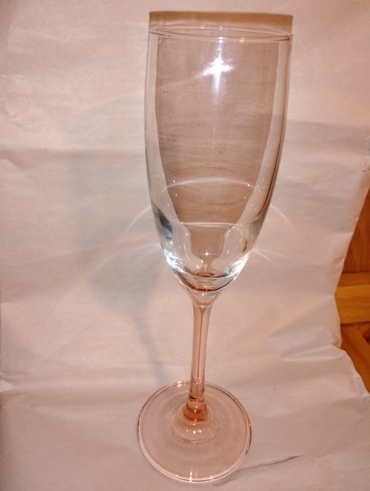 Vintage Luminarc France 8.75″ Tall Pink Stem Champagne Flute Glass Orange