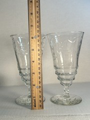 Vintage Normany Pattern Libbey Clear Drinking Glass Geometric Star Pedestal Base
