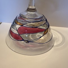 TGMG Romania Milano Mosaic Art Stained Glass Sherbet Bowl Purple Gold New Swirl