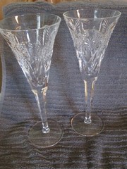 Waterford Happiness Butterfly Design Fluted Champagne Glasses Lot of 2