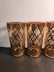 Culver Valencia Highball 22K Gold Green Set of 4 Vintage MCM Vintage