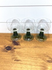 Set 3 Cristal d’Arques Durand Green Beehive Roemer Wine Glass / Goblet MCM