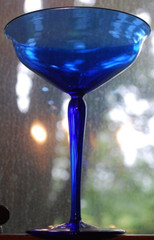 Vintage MCM Set 6 HAND BLOWN COBALT BLUE Champagne/Sherbet Glasses WIDE BELL TOP