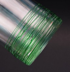 VTG 7 PIECE TI AMO ITALY PITCHER GOBLET ART GLASS GREEN REEDING APPLIED HANDLE