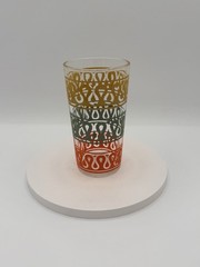 Set of 3 Multicolor vintage Continental Can Co. Geometric Pattern Glass Tumblers