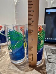 12- Vtg H J Stotter Acrylic/Plastic 8 high & 3 low Glasses w 1 ice bucket Parrot