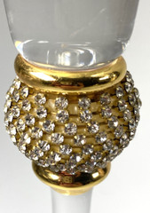 Champagne Flutes With Sparkling Gemstone Decoration Over Gold Set of 2-11″ Tall