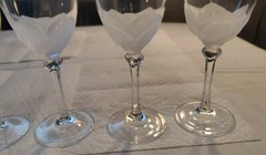 NIB 6 Cristal DArques JGDurand Florence Satine Crystal Wine/Water 7.5″X3.5″ 971G