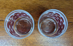 Vintage Libbey Cranberry Concord Frosted Drinking Glasses Retro Polka Dot Glass