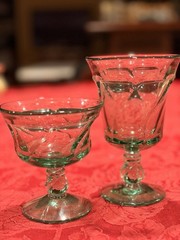 Vtg Fostoria Jamestown Green Glass Set 16pc Pitcher Water Goblets Sherbet Cups