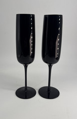 Mikasa Black Stem Champagne Flutes Glasses • Elegance Collection • Set of 2